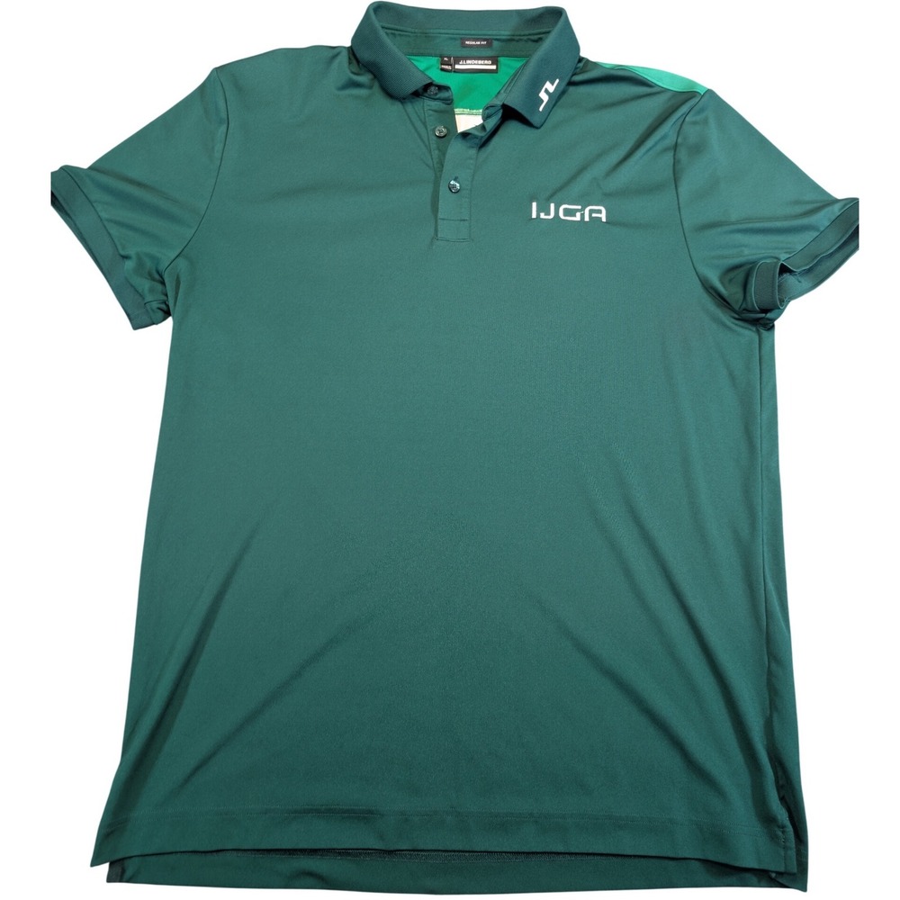 J.Lindeberg Men Jeff Regular Fit Emerald Green Polyester Golf Polo Shirt Size XL
